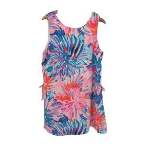 Lilly Pulitzer Romper dress sleeveless 16 Sleeveless Pink Blue Floral Spring